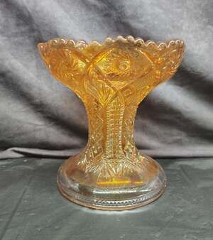 Antique Imperial Carnival Glass Twins Marigold Fruit Bowl Base